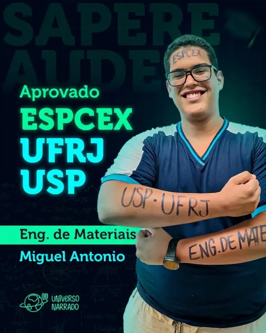 Aluno aprovado do Universo Narrado