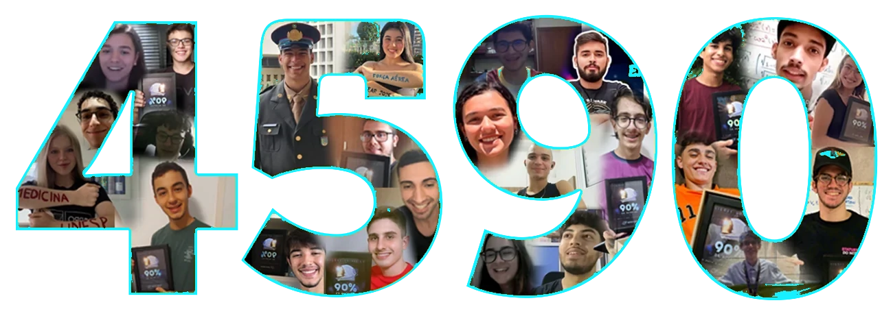 O número 4590 montado com fotos de alunos do Universo Narrado