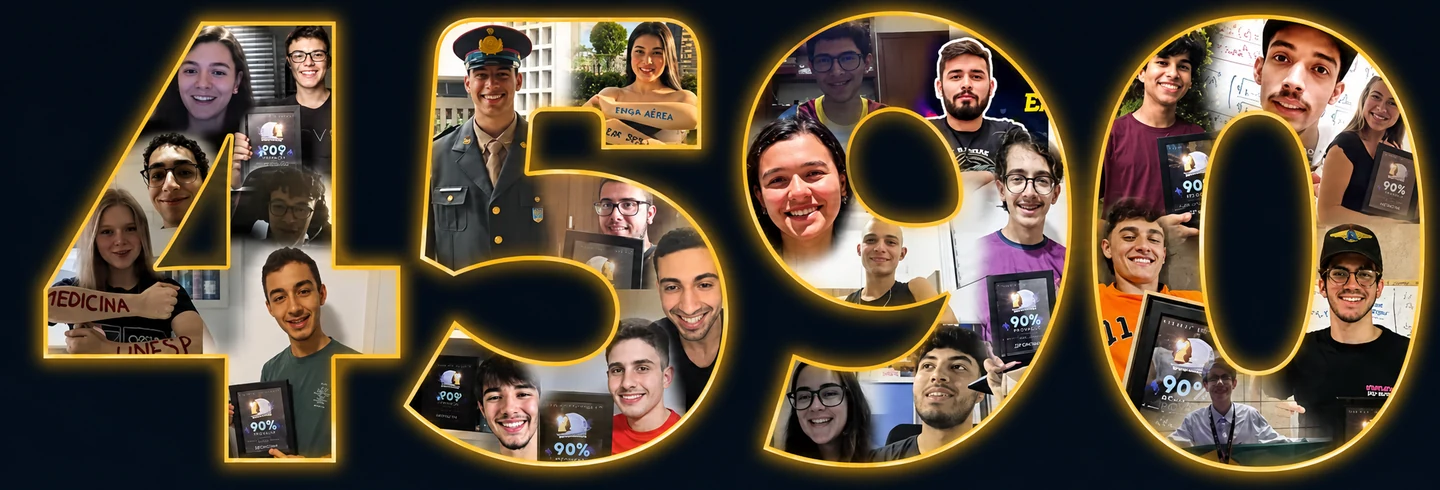 Mais de 4.590 avaliações 5 estrelas no Google — número formado por fotos de alunos