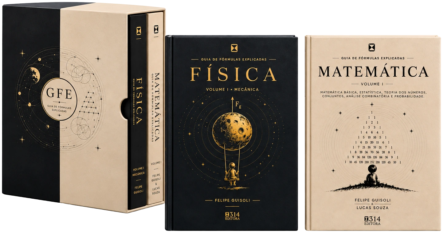 O box do Guia de Fórmulas Explicadas com os dois volumes, Física e Matemática, em capa dura