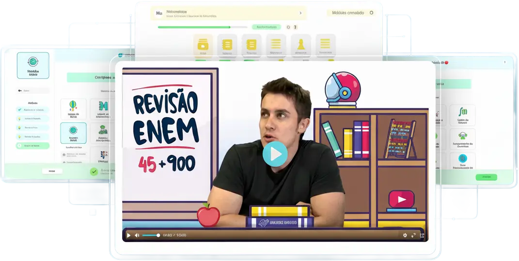 Telas da plataforma do Universo Narrado com as aulas da revisão